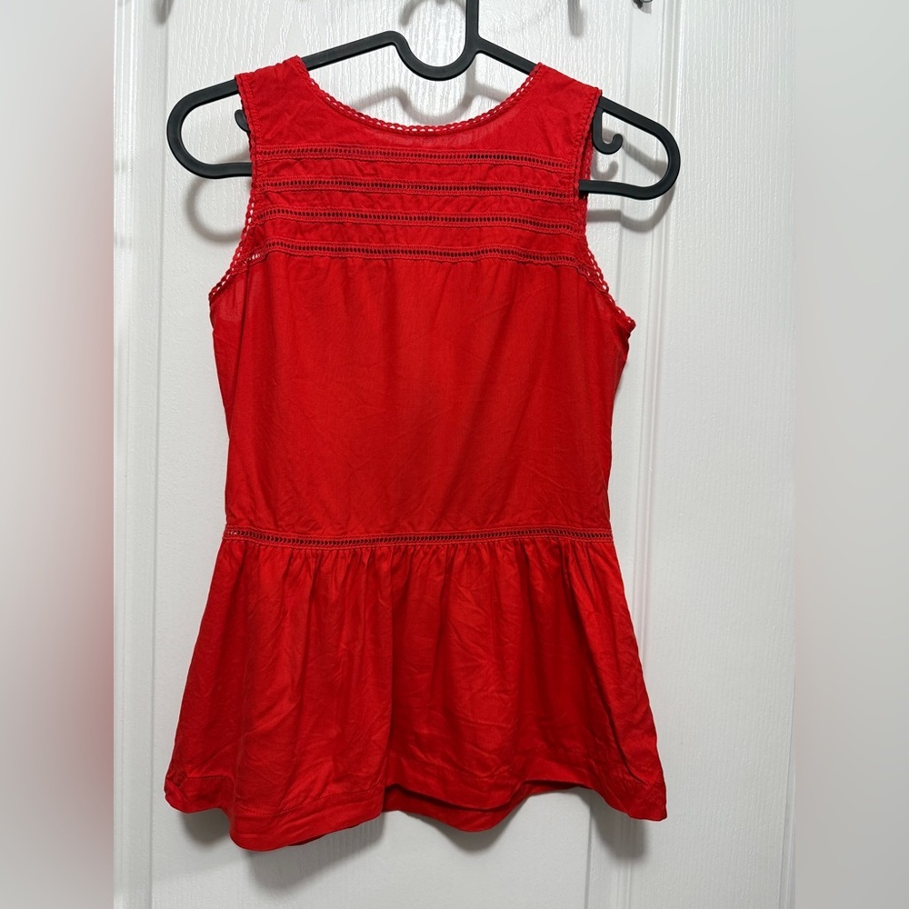Madewell Sleeveless Peplum Top Women‎ XXS Orange Silk Summer Veranda  Boho Beach
